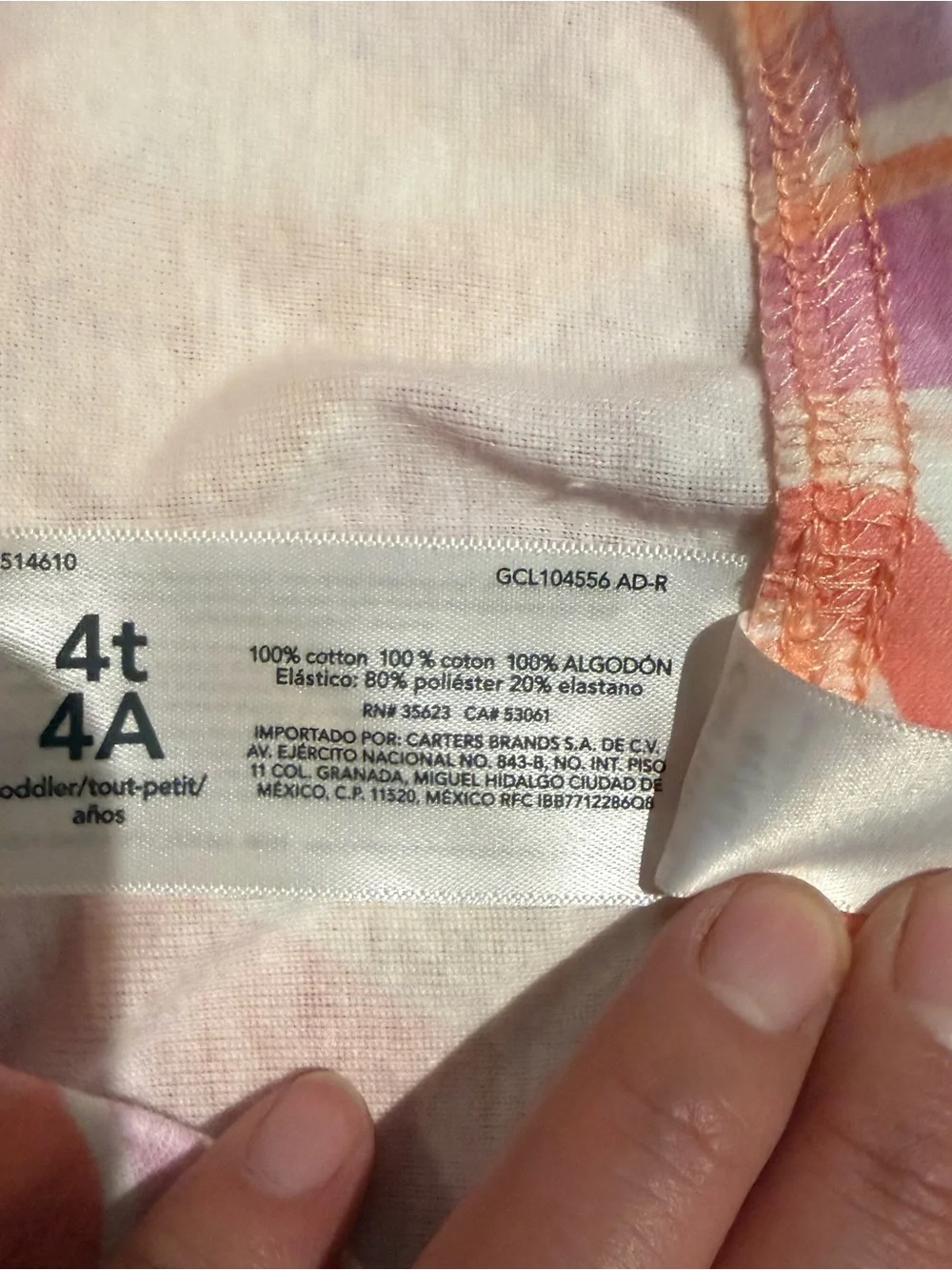 Carter’s Toddler Girls 4T 2pc Pajama Set Peach Purple Swirl NWT